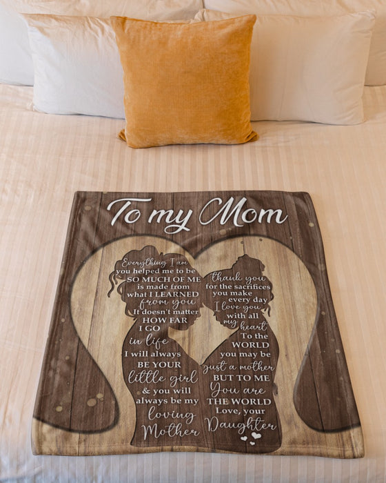 Personalized Blanket To My Mom From Daughter Mommy & Baby Print Wooden Design Custom Name Mother's Day Blanket