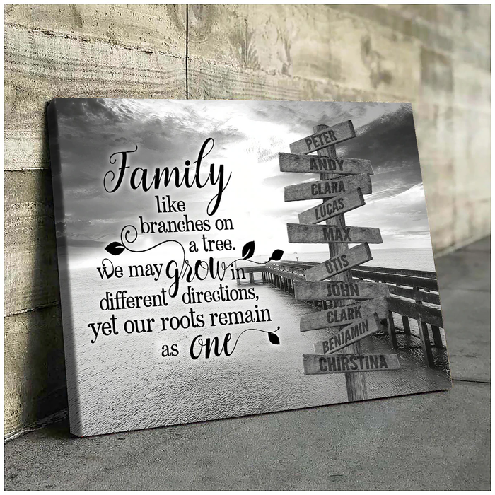 Personalized Wall Art Canvas For Family Remain As One Black And White Street Sign Poster Print Custom Multi Name