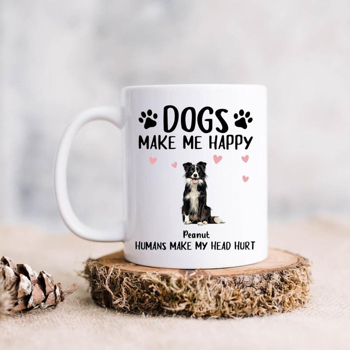 Personalized Coffee Mug Gifts For Dog Owners Humans Make My Head Hurt Funny Quotes Custom Name White Cup For Christmas