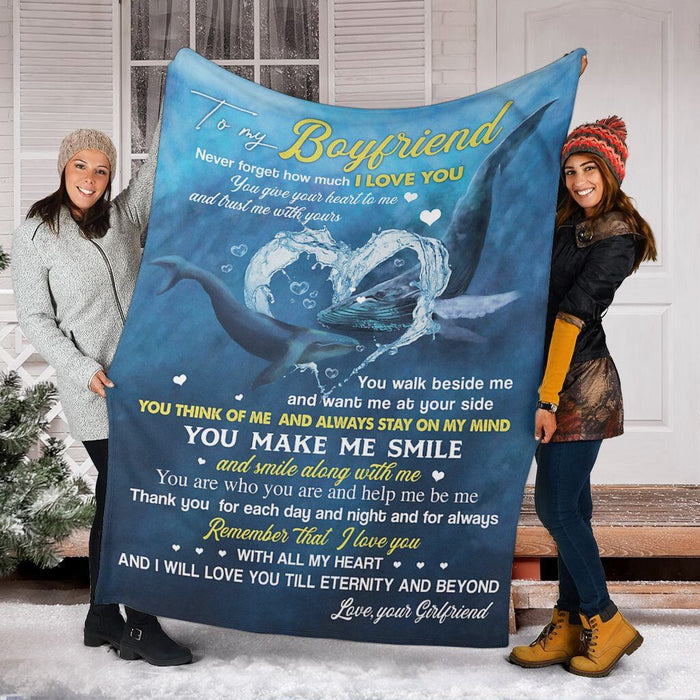 To My Boyfriend Whales Fleece Blanket From Girlfriend Never Forget How Much I Love You Blanket Gifts For Birthday Christmas Thanksgiving Fleece Sherpa Blanket