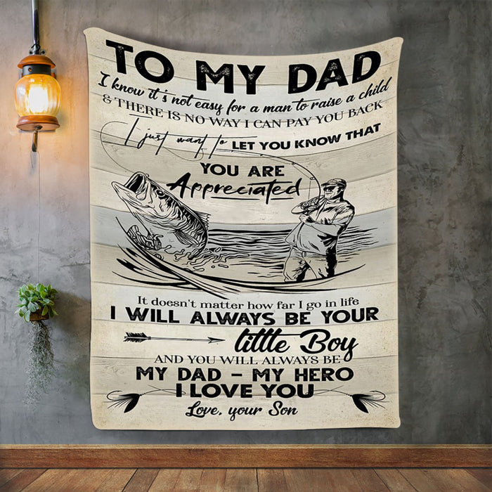 Personalized Fleece Blanket For Dad Print Art Fishing Dad Customized Blanket For Father's Day Birthday Christmas Anniversary