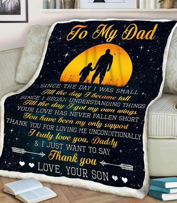 Personalized Fleece Blanket For Dad Print Dad And Son With Quotes For Dad Customized Blanket For Father's Day Birthday Christmas