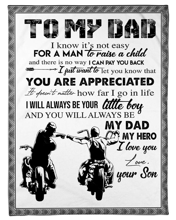 Personalized Fleece Blanket For Dad Print Motorcycle Father And Son Customized Blanket Gift For Father's Day Birthday Thanksgiving