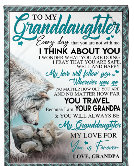 To My Granddaughter I Think About You You Travel Your Grandpa Sherpa Fleece Blanket