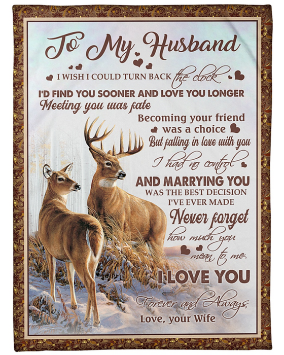 Personalized Fleece Blanket For Husband Photo Romantic Reindeer Customized Blanket Gift For Mothers Day Thanksgiving Birthday