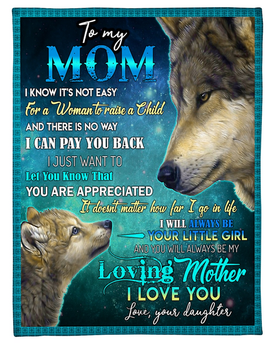 Personalized Fleece Blanket To My Mom Print Wolf Family Customized Name Mom And Daughter Gift For Birthday Mothers Day Thanksgiving