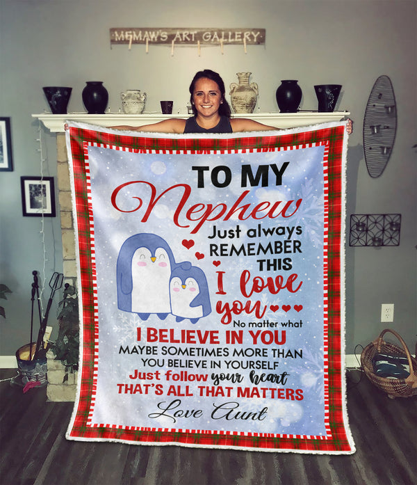 To My Nephew, Niece Blanket From Uncle, Aunt Just Always Remember This I Love You Cuties Penguins Blanket