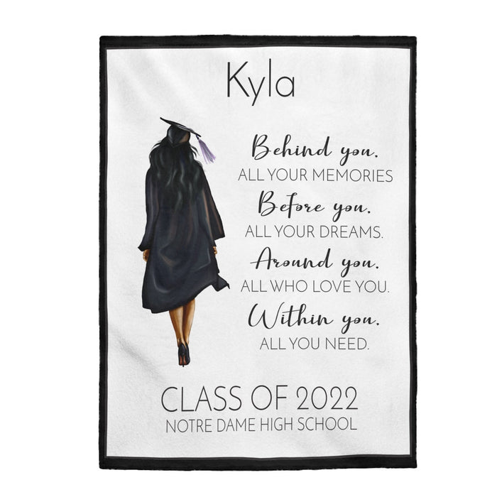 Personalized Graduation Blanket For Black Girl Behind You All Your Memories Custom Name School & Year