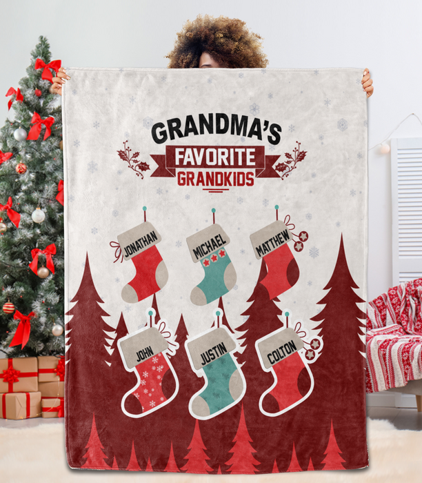 Personalized To My Grandma Blanket From Grandkids Stocking And Pine Tree Nana's Favorite Custom Name Gifts For Christmas