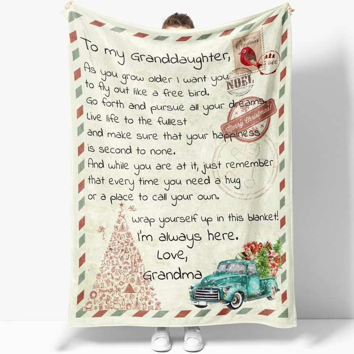 Personalized To My Granddaughter Blanket From Grandparents I Am Always Here Letter Airmail Custom Name Christmas Gifts