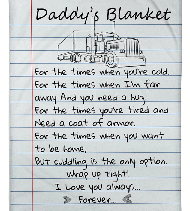 Personalized To My Daddy Blanket From Son Daughter Truck The Time When You're Cold Paper Custom Name Gifts For Christmas