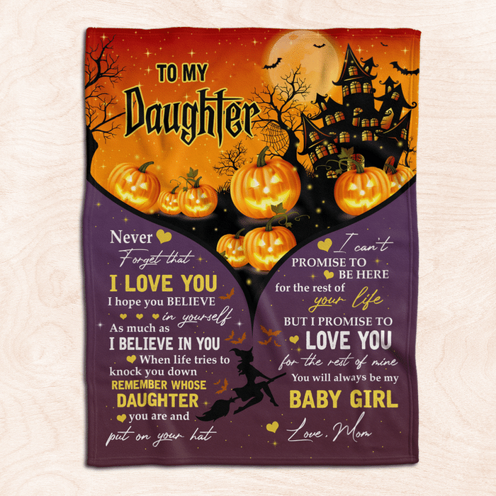 Personalized Fleece Blanket To My Granddaughter Never Forget That I Love You Flying Witch Pumpkin Lantern Printed