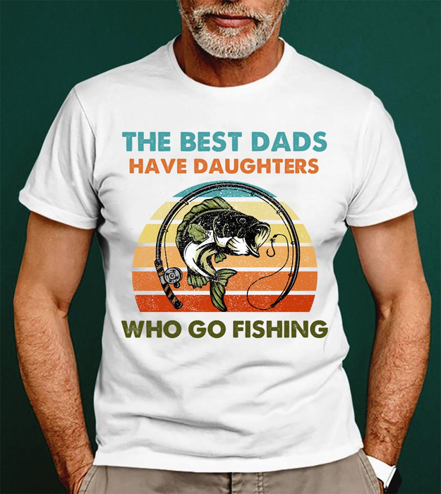 Classic T-shirt For Fishing Lovers To My Dad The Best Dads Fish & Rod Vintage Design Custom Name Father's Day Shirt