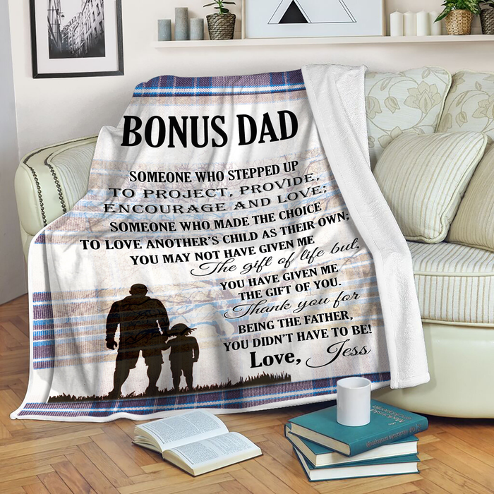Personalized To My Stepdad Blanket From Son Daughter Being The Father You Didn't Have To Be Custom Name Birthday Gifts