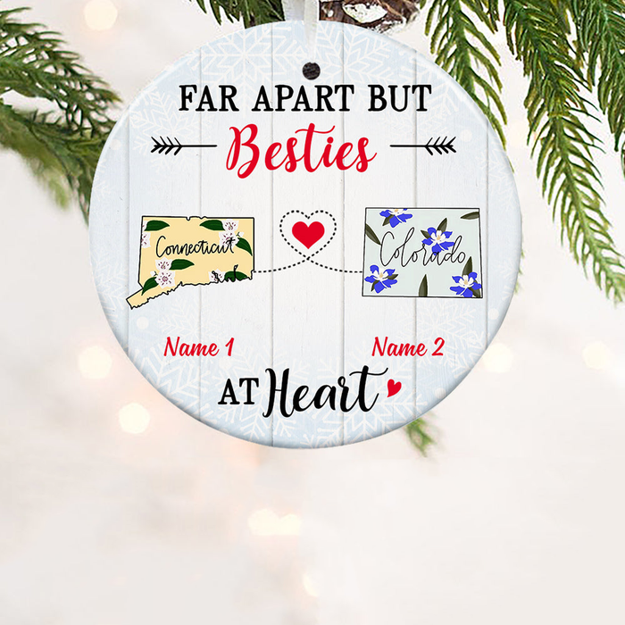 Personalized Ornament Long Distance Gifts For Friends Far Apart But Besties At Heart Custom Name Christmas Tree Hanging