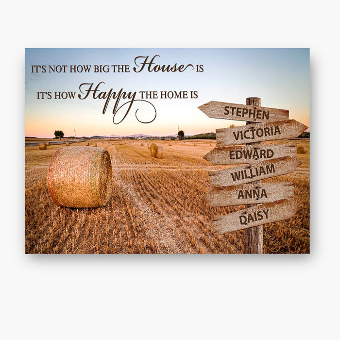 Personalized Wall Art Canvas For Family How Happy The Home Is Field Street Sign Poster Print Custom Multi Name