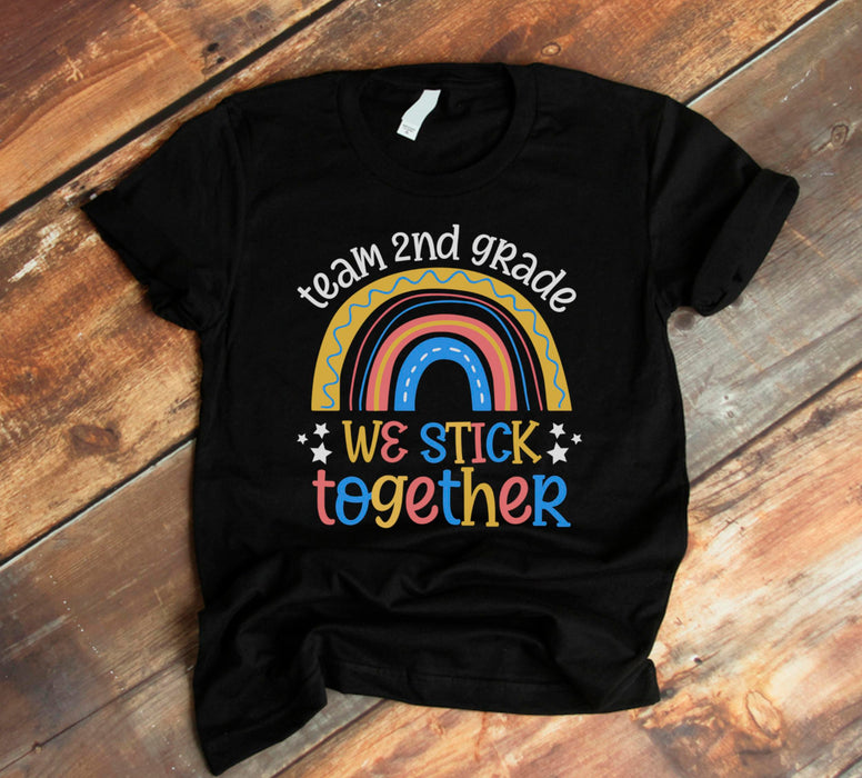 Personalized Unisex Matching T-Shirt For Teacher & Student Team 2nd Grade Rainbow Custom Name Back To School Outfit