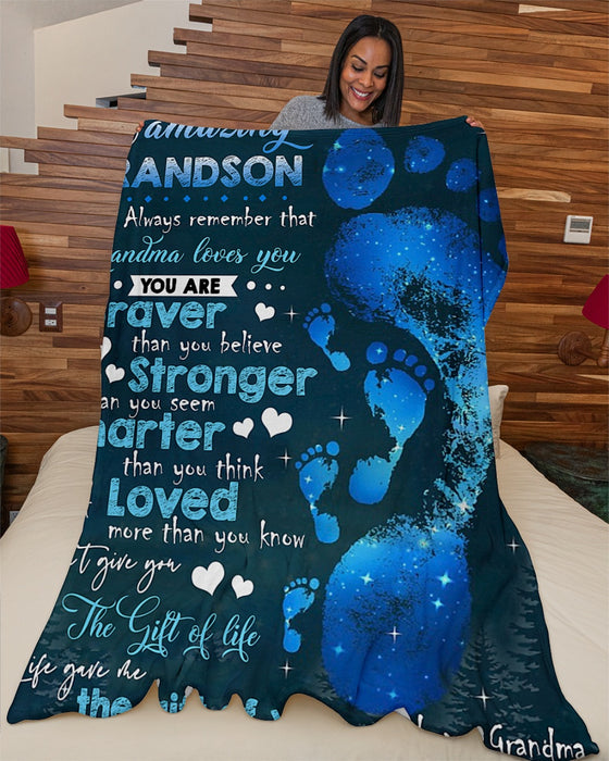 Personalized To My Grandson Blanket From Grandparents You Are Braver Than You Believe Custom Name Gifts For Christmas