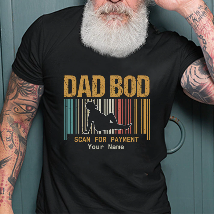 Personalized T-Shirt & Hoodie For Dad Scan For Payment Vintage & Colorful Design Custom Name Father's Day Shirt