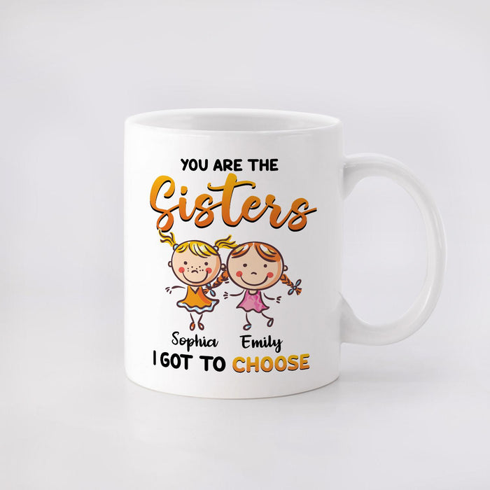 Personalized Ceramic Coffee Mug For Bestie BFF The Sister I Got To Choose Cute Girl Print Custom Name 11 15oz Cup