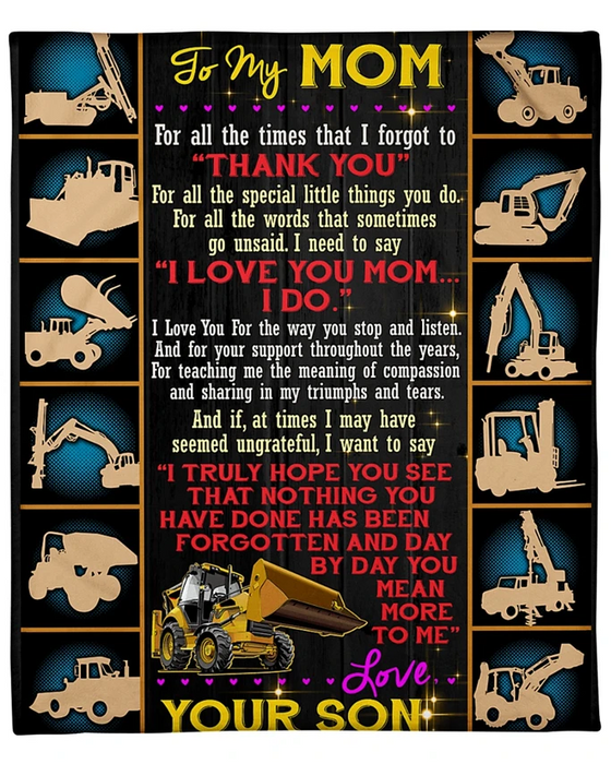 Personalized Fleece Blanket To My Mom From Son Truckers I Forgot To Thank You Truck Design Print Customized Name