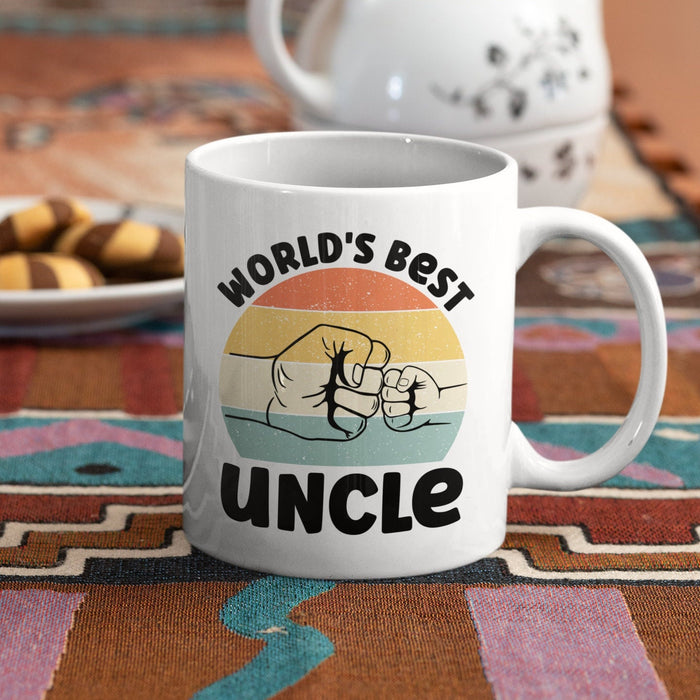 Funny Coffee Mug For Uncle From Niece Nephew World's Best Uncle Vintage Fist Bump White Cup Uncle Gifts For Christmas