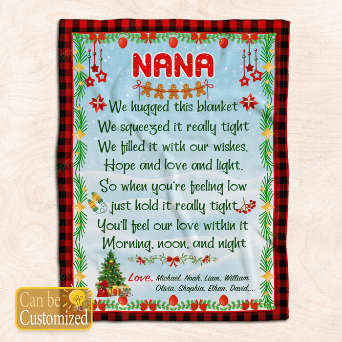 Personalized Blanket For Grandma We Hugged This Blanket Red Buffalo Plaid Design Custom Grandkids Name