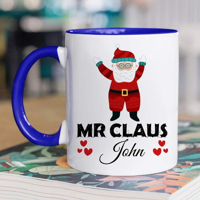 Personalized Coffee Mug Gifts For Couples Cute Mr Santa Claus Funny Custom Name Accent Cup For Anniversary Valentines
