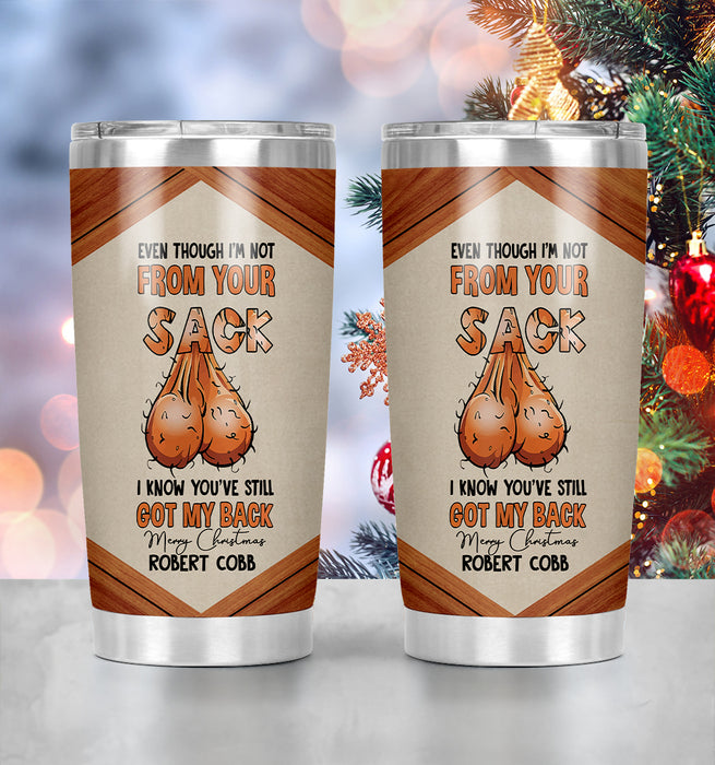Personalized Tumbler Gifts For Step Dad Vintage Funny Hairy Balls Custom Name Travel Cup For Christmas