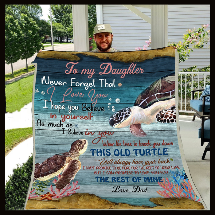 Personalized Vintage Premium Blanket To My Daughter This Old Turtle Fleece Blanket Custom Name