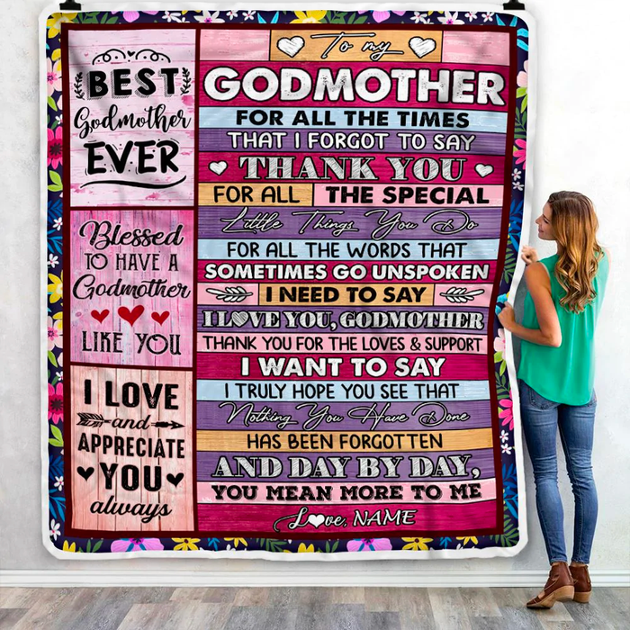 Personalized To My Godmother Blanket From Godchild All The Words That Go Unspoken Custom Name Gifts For Christmas