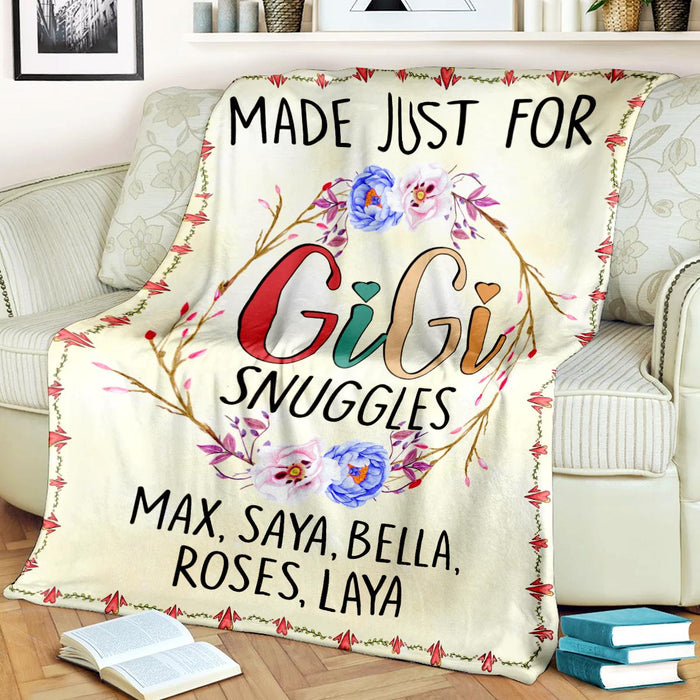 Personalized Blanket For Grandma Made Just For Gigi Snuggles Floral Blanket Custom Grandkids Name Mothers Day Blanket