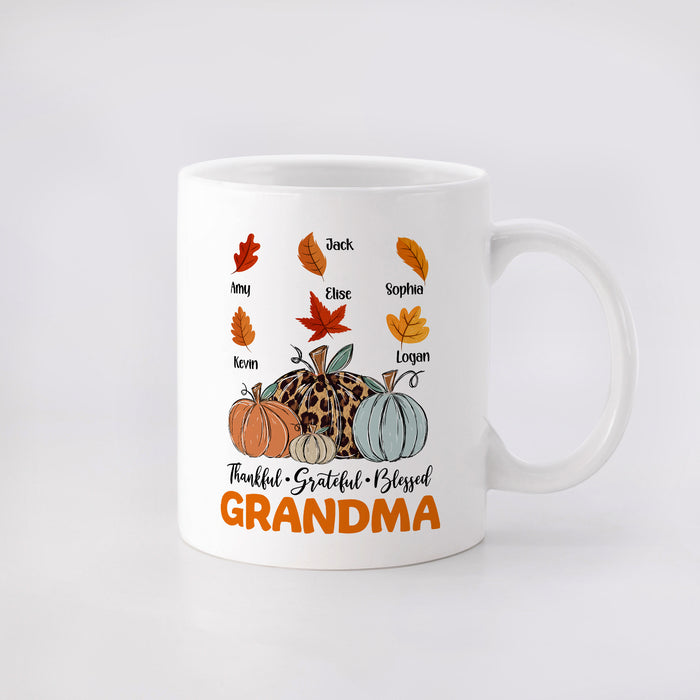 Personalized Coffee Mug Gifts For Grandma I Love Being A Nana Leopard Pumpkin Custom Grandkids Name Birthday White Cup