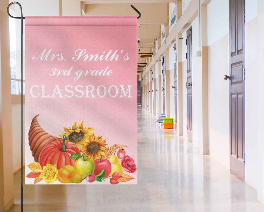 Personalized Back To School Flag Gifts For Teacher Sunflower Fruit 2rd Grade Custom Name Classroom Welcome Flag
