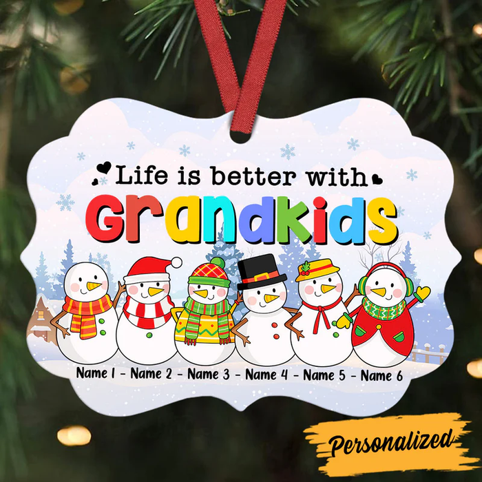 Personalized Ornament For Grandma From Grandkids Life Is Better With Kids Snowman Custom Name Gifts For Christmas