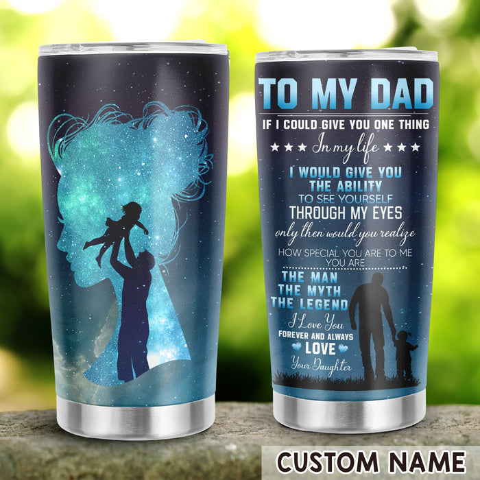Personalized To My Daddy Tumbler From Son Daughter Hugging Silhouette Custom Name 20oz Travel Cup Gifts For Birthday