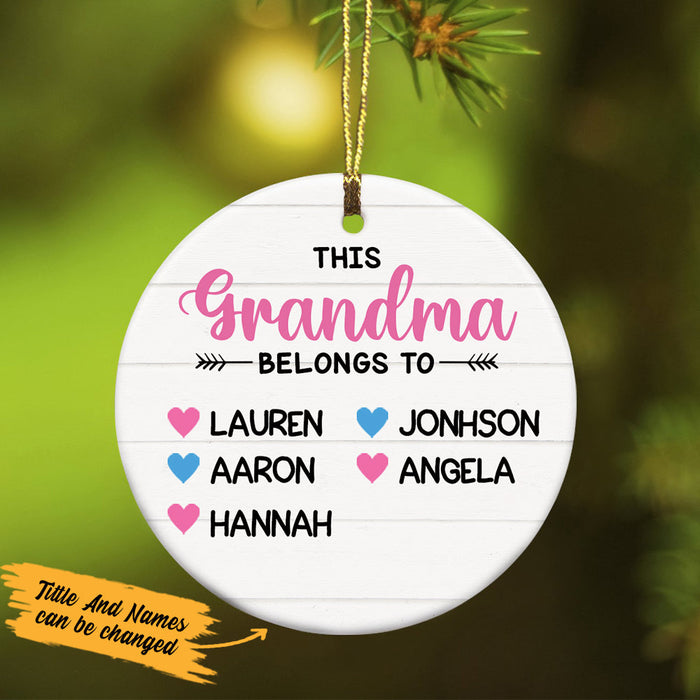 Personalized Ornament For Grandma From Grandchild This Grandma Belongs To Cute Hearts Custom Name Gifts For Christmas