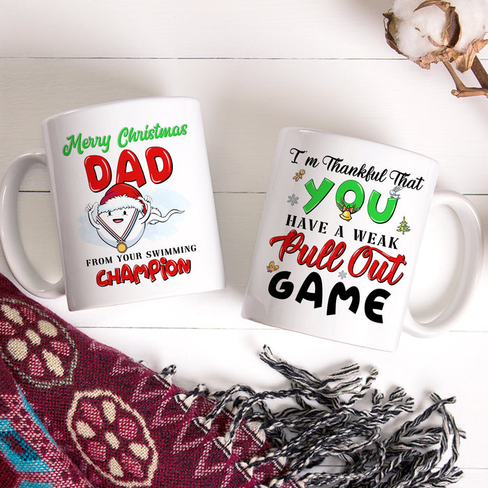 Personalized Coffee Mug For Dad From Kids I'm Thankful You Have A Weak Pull Out Custom Name Ceramic Cup Christmas Gifts