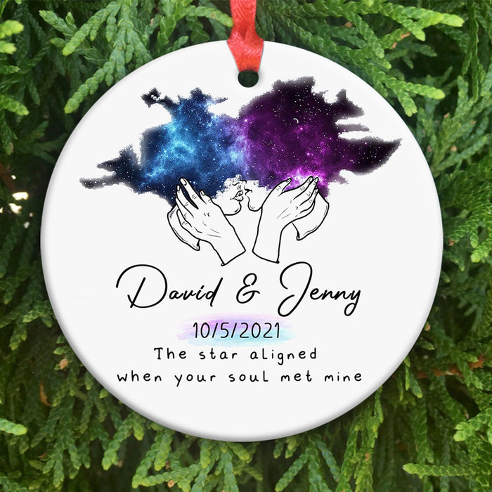 Personalized Ornament Gifts For Couples The Star Aligned When Your Soul Met Mine Custom Name Tree Hanging On Christmas