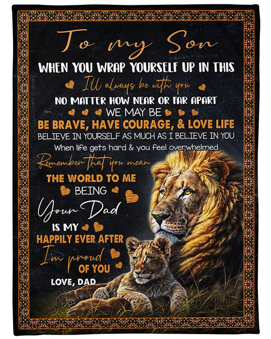 Personalized To My Son Blanket Gifts From Mom Dad Lion I'll Always Be With You Custom Name For Birthday Christmas