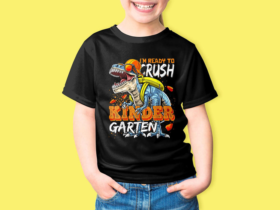 Personalized T-Shirt For Kids I'm Ready To Crush Kindergarten Cool Dinosaur With Glasses Printed Custom Grade Level