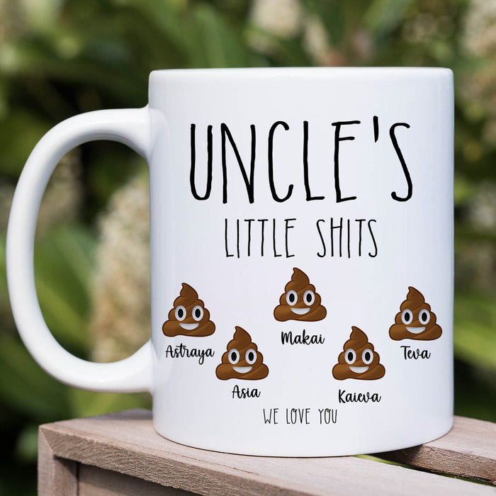 Personalized Coffee Mug Uncle's Little Shits We Love You Custom Kids Name 11oz 15oz Ceramic Mug