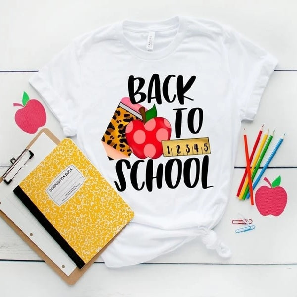 Classic T-Shirt For Teacher Back To School Shirt Pencil Apple And Ruler Printed First Grade Teacher Shirt