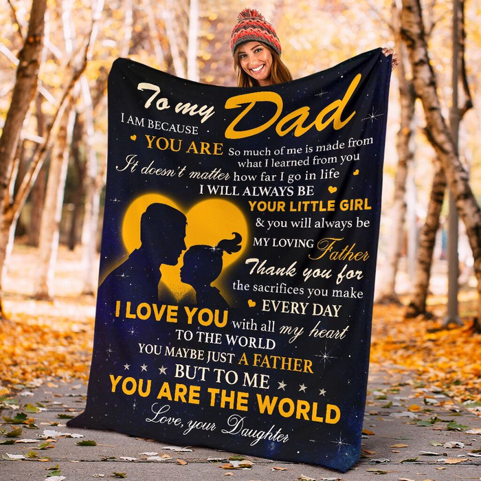 Personalized Blanket To My Dad From Daughter I Love You Daddy & Baby Print Star Night Background  Custom Name