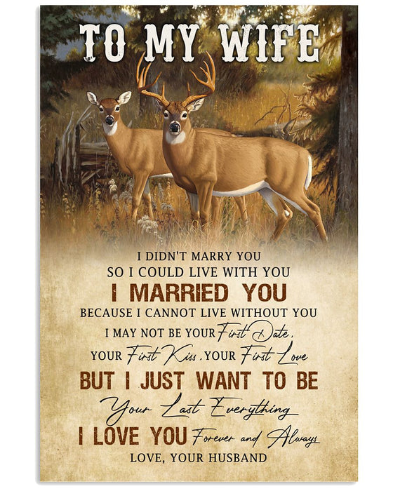 Personalized To My Wife Canvas Wall Art From Husband Hunting Deer I Married You Vintage Custom Name Poster Prints Gifts