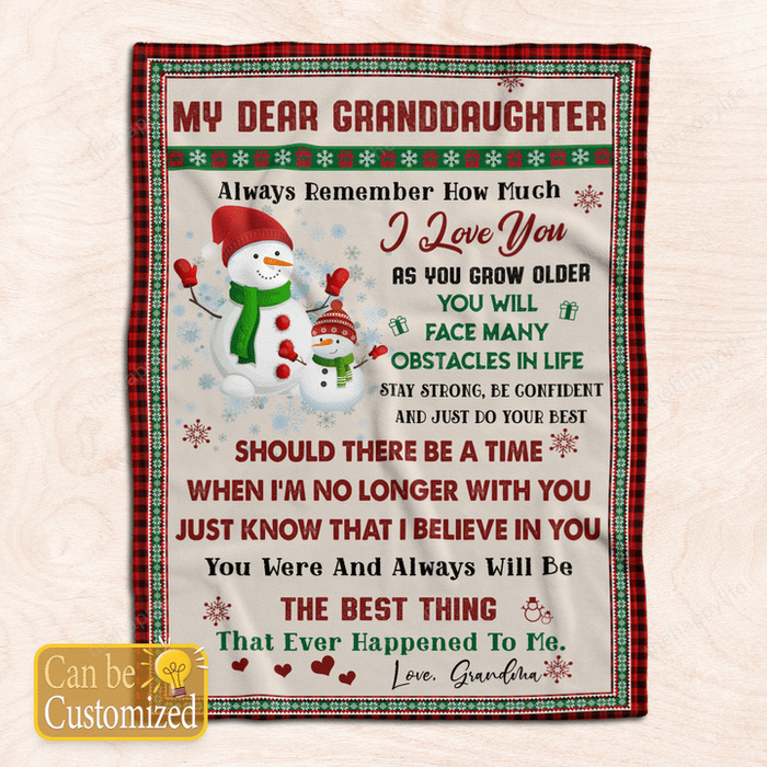 Personalized My Dear Granddaughter Blanket From Grandma Always Remember How Much I Love You Cute Snowman Printed