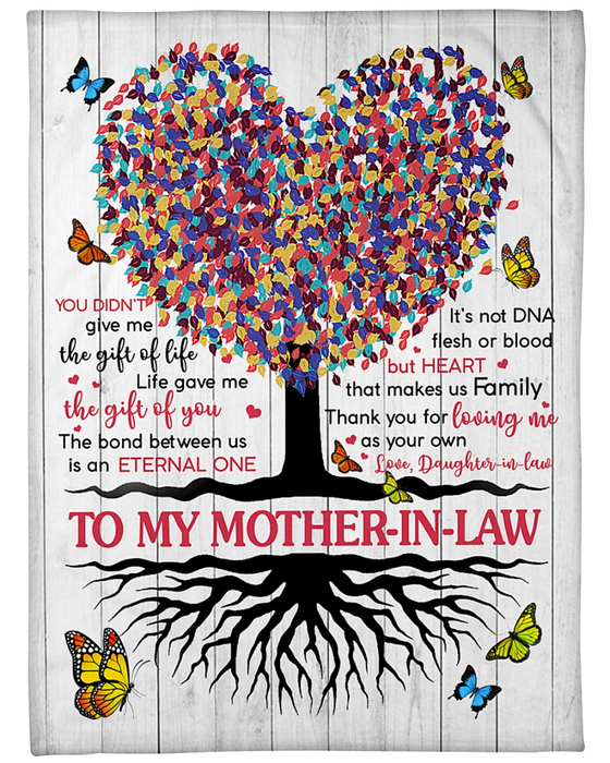 Personalized To My Mother In Law Blanket From Daughter In Law Thank You For Loving Me As Your Own Heart Tree & Butterfly
