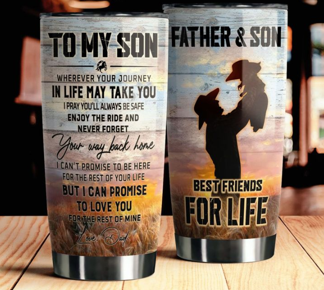 Personalized To My Son Tumbler From Dad Mom Cowboys Bestfriend For Life Wooden Custom Name Travel Cup Gifts For Birthday