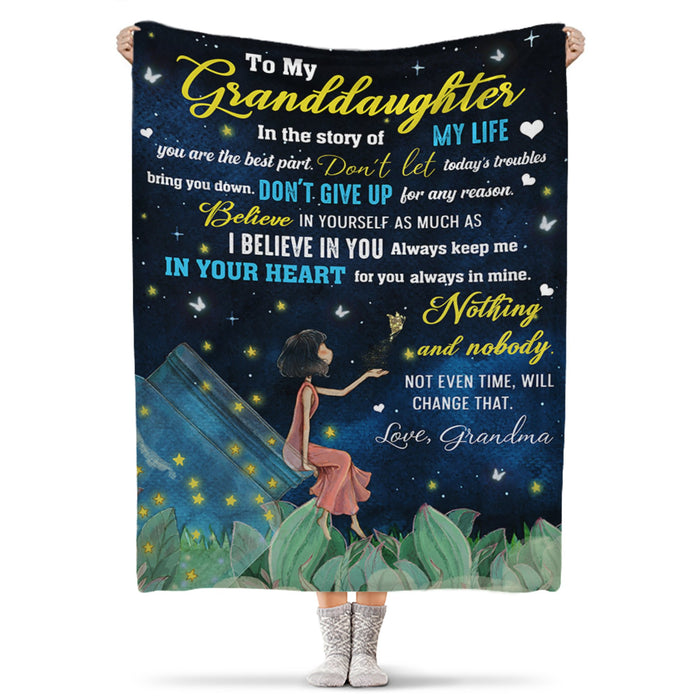 Personalized To My Granddaughter Blanket From Grandma Don'T Let Today Troubles Bring You Down Fairy Butterflies Printed