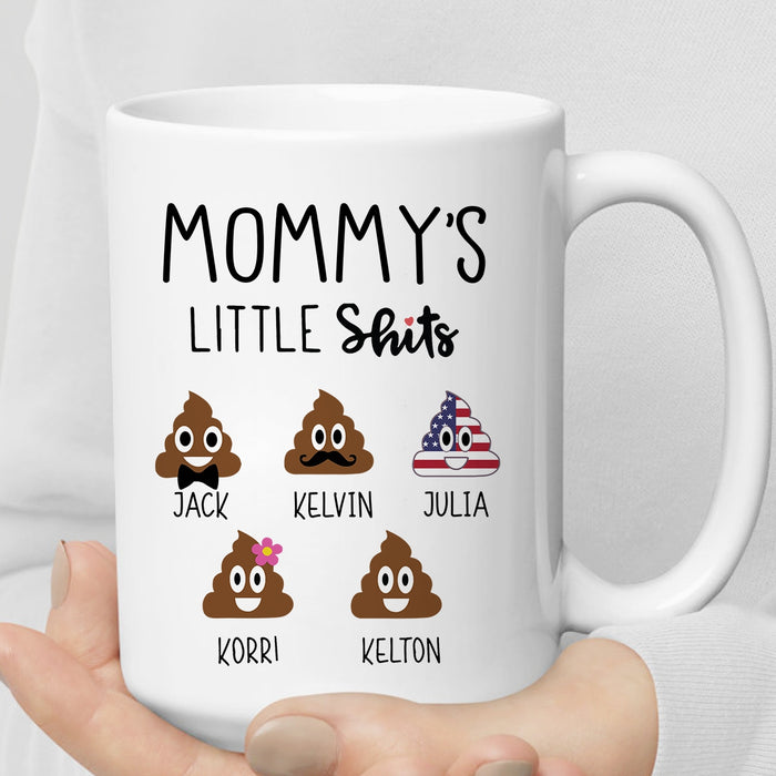 Personalized Ceramic Coffee Mug For Mom Mommy's Little Shits Funny Design Custom Name 11 15oz Mother's Day Cup